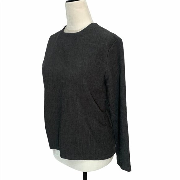 oak+fort Grey Long Sleeve Top Blouse Tuxedo Back XS - Picture 2 of 8